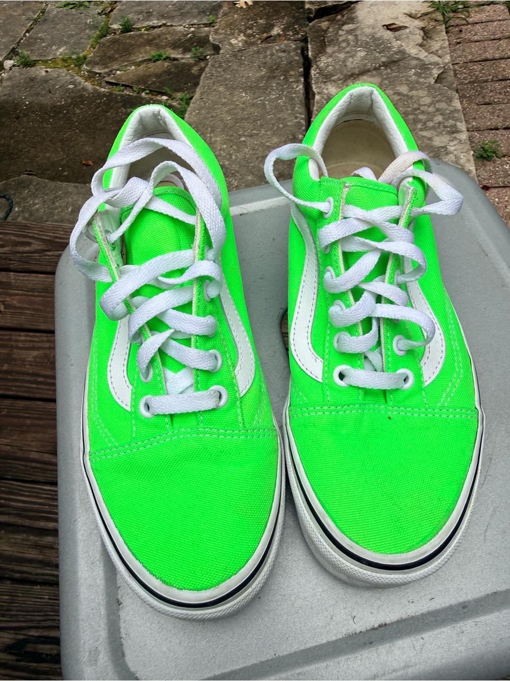 Vans Neon Green Canvas Lace-Up Sneakers